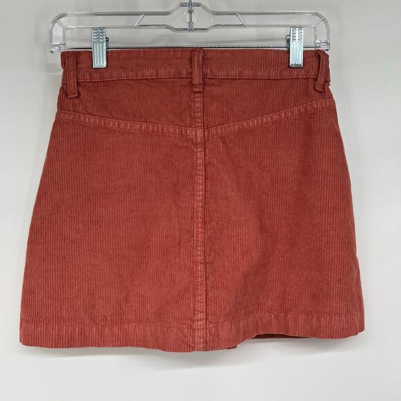 NWT Free People Ray Corduroy Mini Skirt Women's Size 0 Coral Button-Front Cotton - Picture 4 of 10